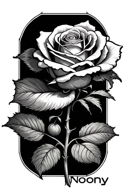 Rose And With The Word Noony In The Stem