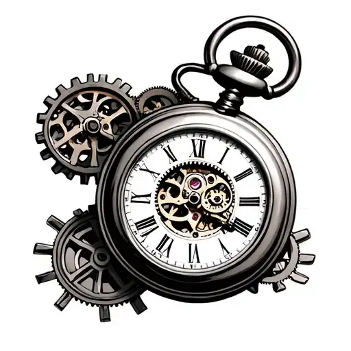 Vintage Pocket Watch With Gears