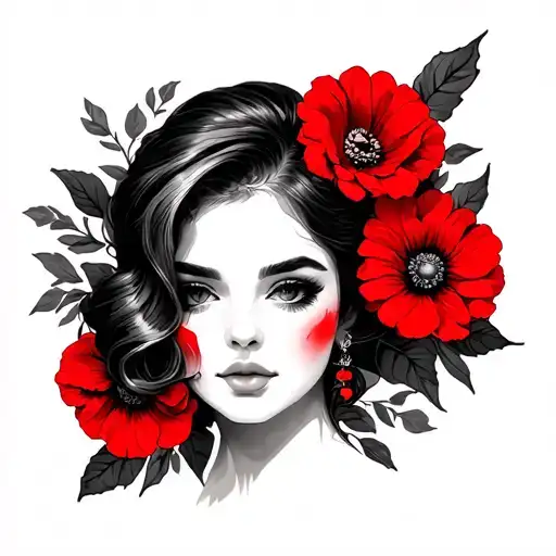 Lady Face Flowers Red Lios