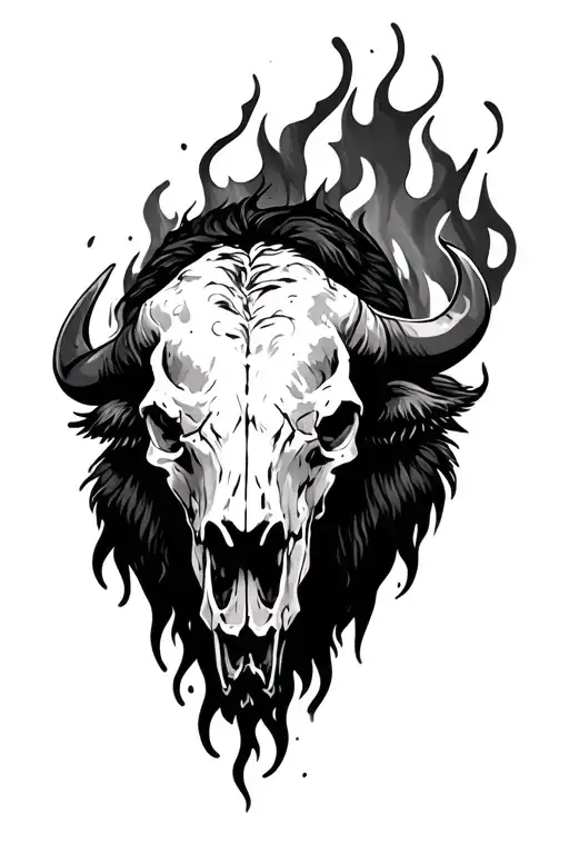 Bison Skull Burning