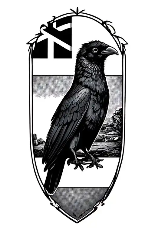 St Pirrans Flag With A Cornish Chough