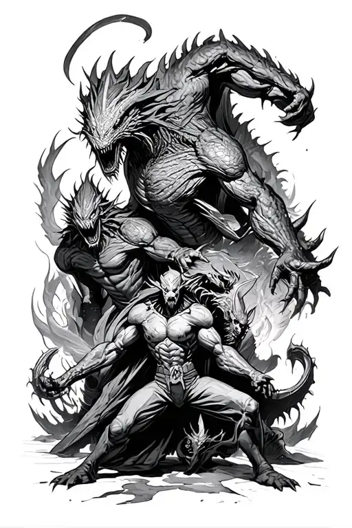 Heroes Battling Monsters