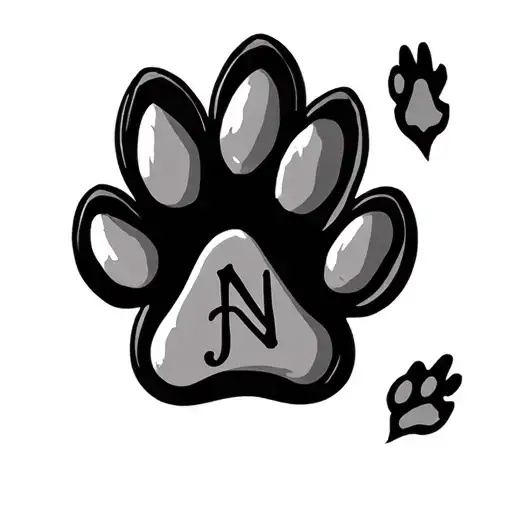 Paw Print With Initial Tattoo idea