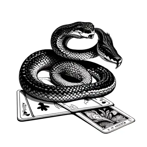 Snake And Tarot Card