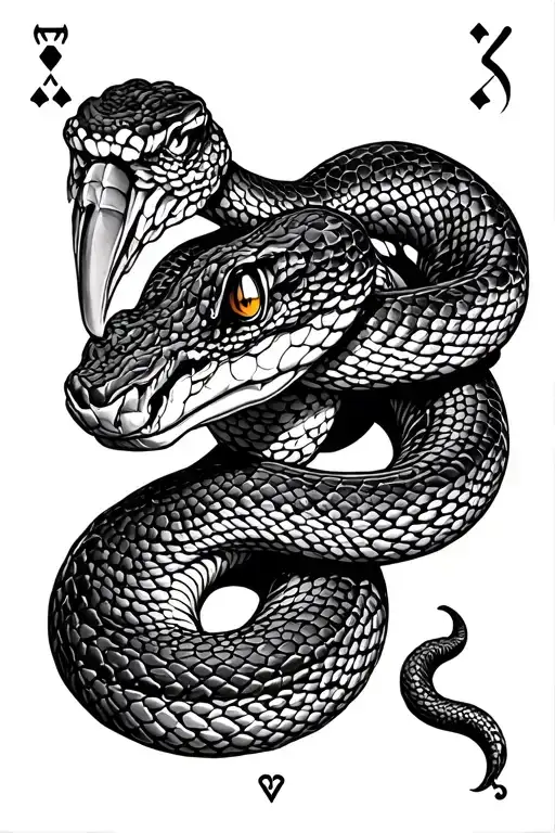 Snake And Tarot Card
