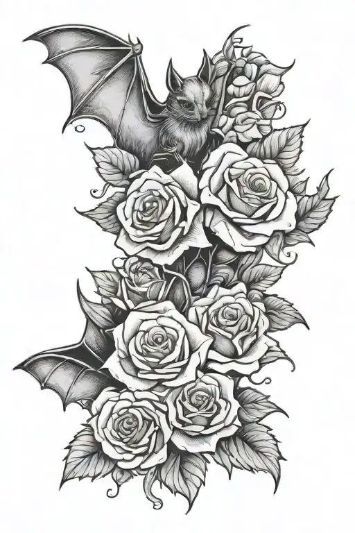 Bat And Roses