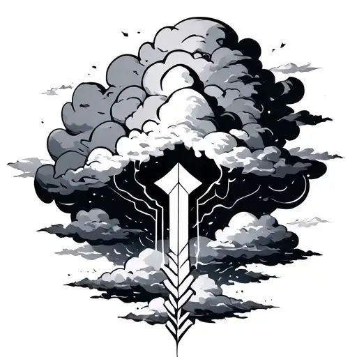 Cloud With Arrow Going Up Through The Middle