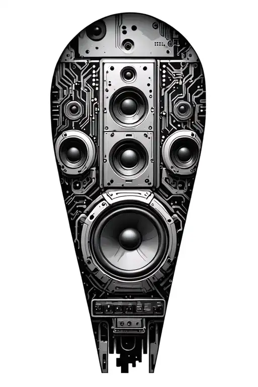 Robotic Steam Punk Music Speakers Edm Full Leg Tattoos Circuit Board