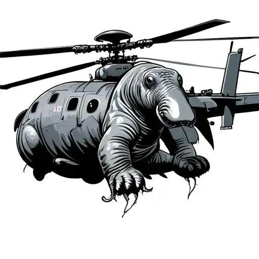 A Manatee Riding An Apache Helicopter