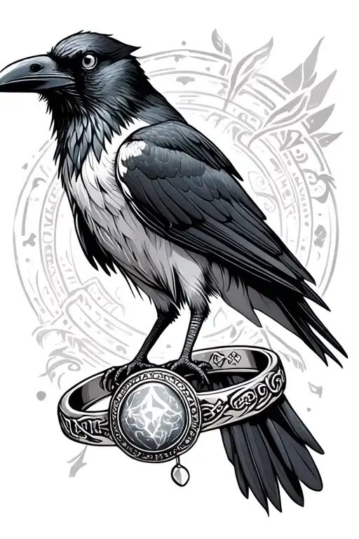 Raven With A Dreamcacher With More Than One Ring