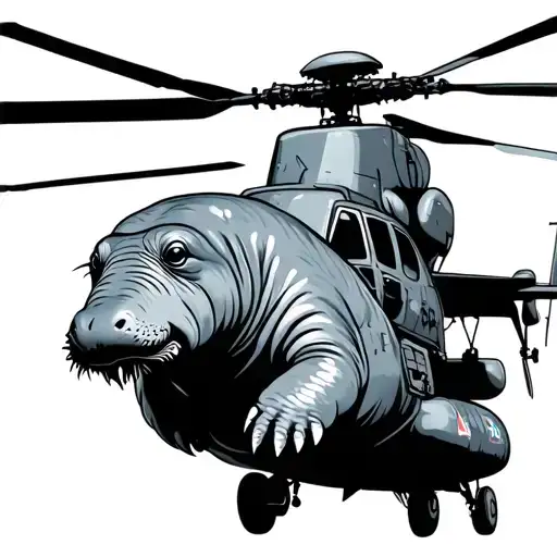 A Manatee Riding An Apache Helicopter