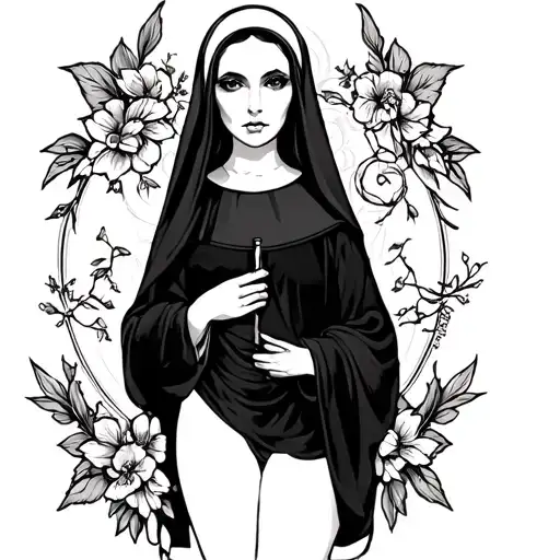 Sexy Nun Pin Up Tattoo Design Inspired