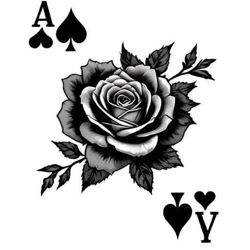 Ace Playing Cards With Roses Intertwined