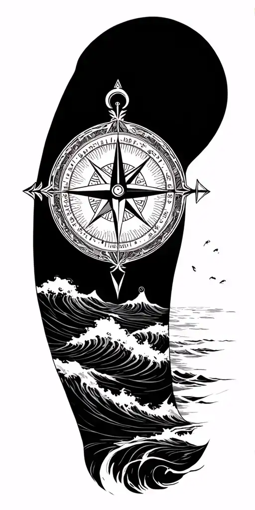 Nordic Compass With Rough Seas Arm Sleeve