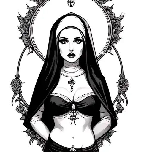 Sexy Nun Pin Up Tattoo Design Inspired