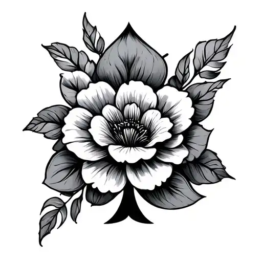 Spade Inside Flower Intertwined