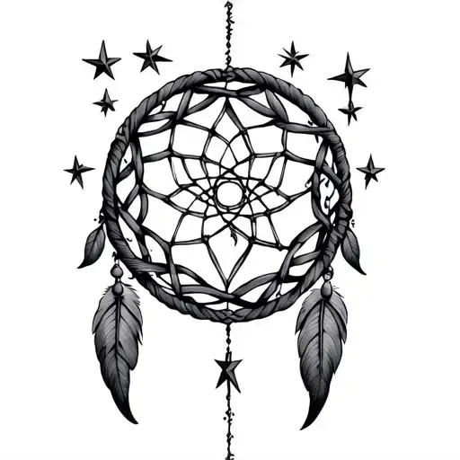 Stars Forming A Dream Catcher Entangled In A Gemini Symbol