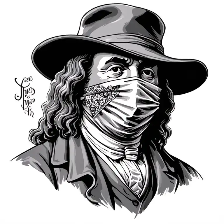 Ben Franklin With A Bandanna Mask Holding