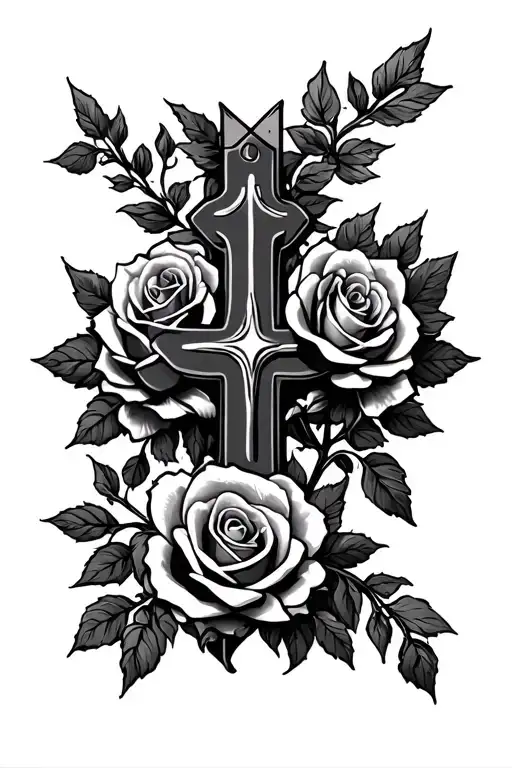 Cross With Roses Intertwined