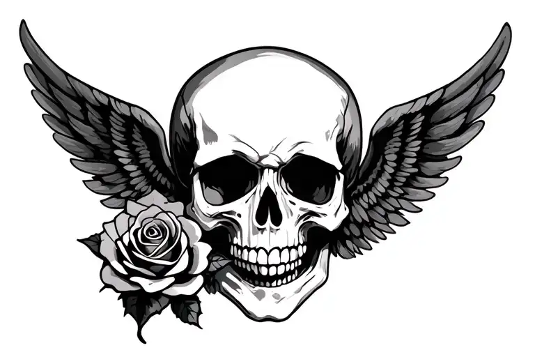 Skull Rose Wings