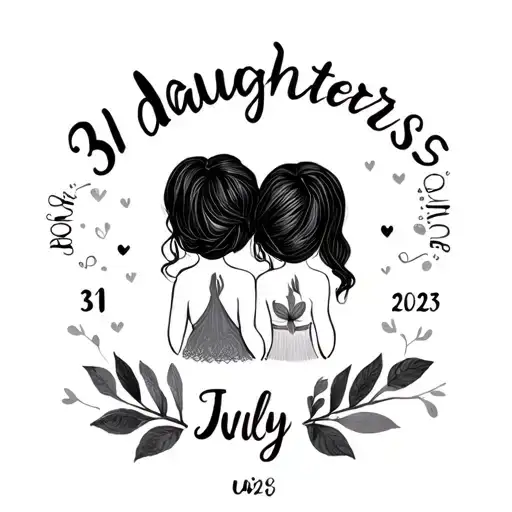 Minimalist Birth Dates Daughters 31 August 2023 And 31 July 2025