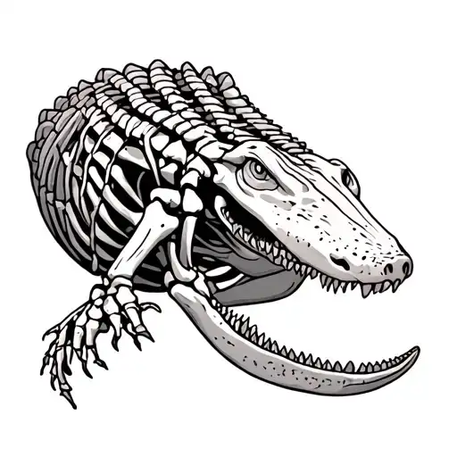 Alligator Tail Skeleton Outline Only