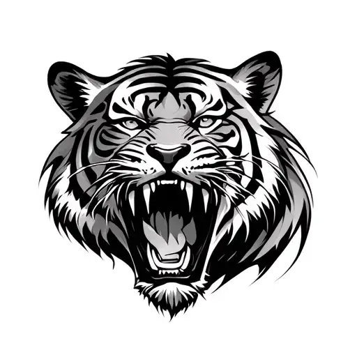 Fierce Roaring Tiger Face