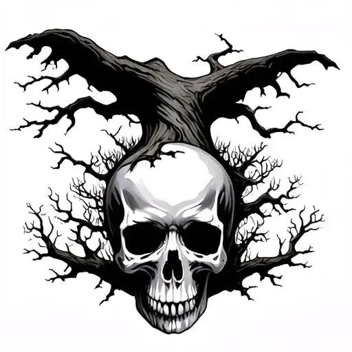 Skulls With Spooky Trees