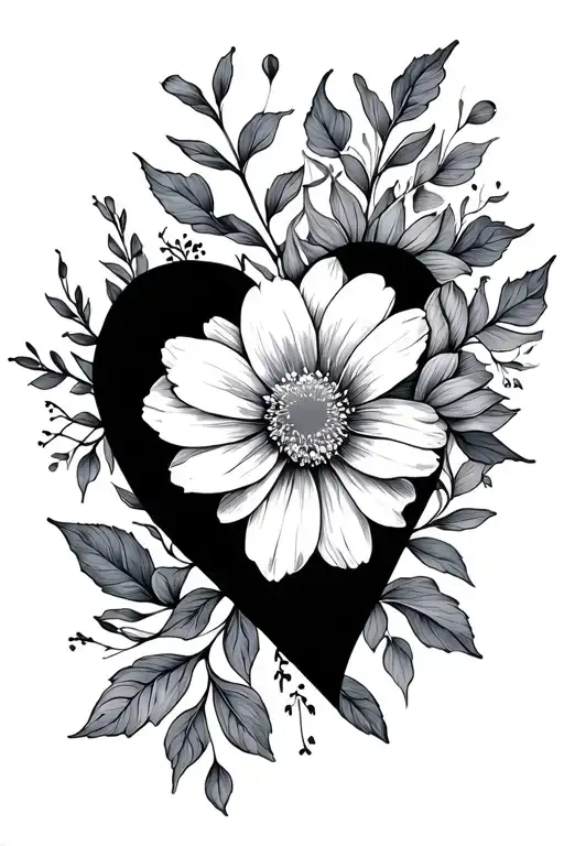 Abstract Heart-shaped Body Outline And Semi-colon Intertwined With June Birth Flower