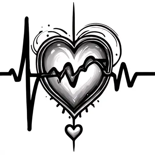 Heartbeat With Small Heart At The End