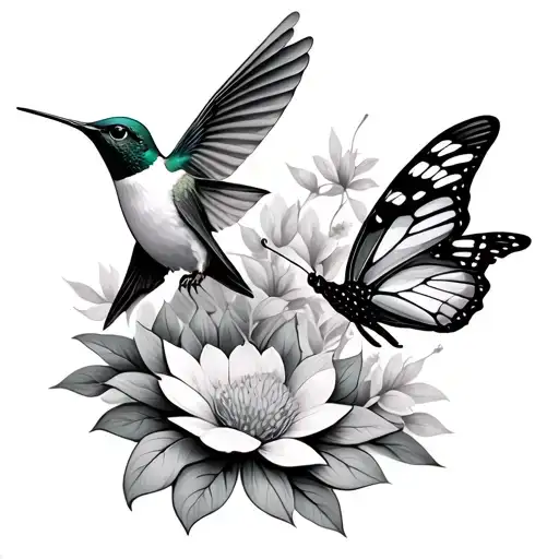 Hummingbird And Butterfly