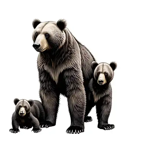 Mama Bear And 2 Cubs