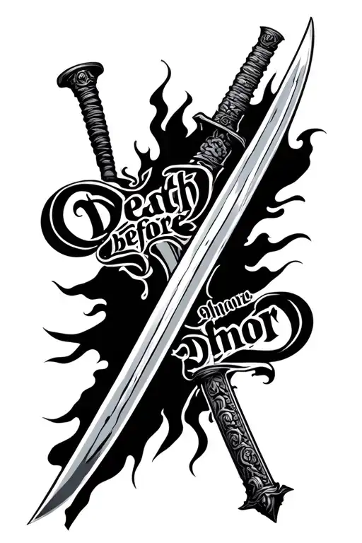 Death Before Dishonor Words Over A Samurai Sword