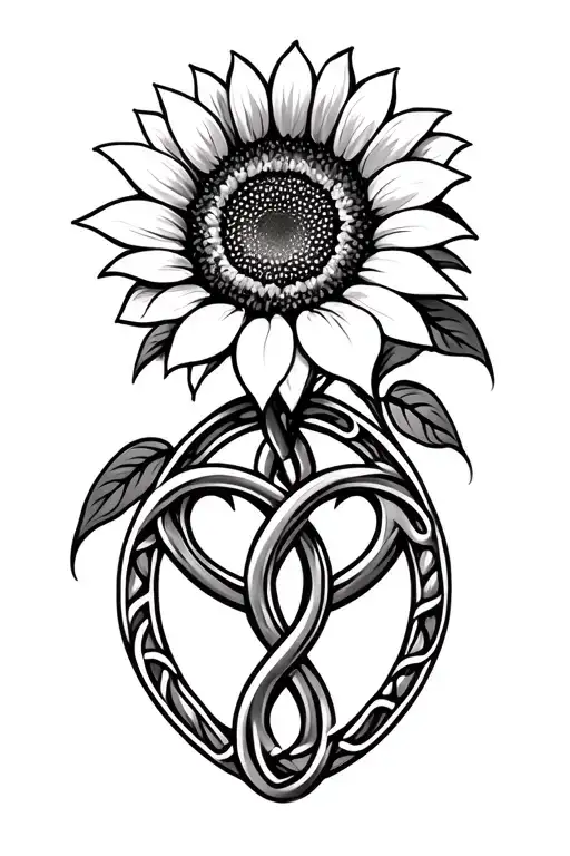 Celtic Love Knot Symbol In Sunflower Growing