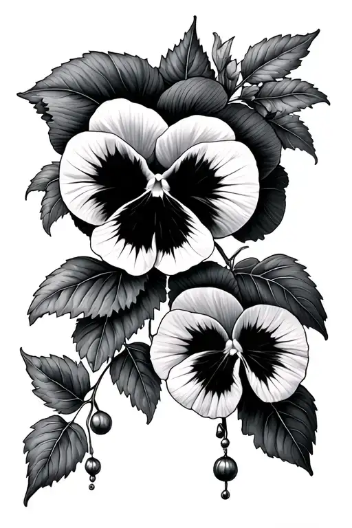 Wisteria Hanging And Drooping Down To Frame A Single Pansy Flower In The Centre