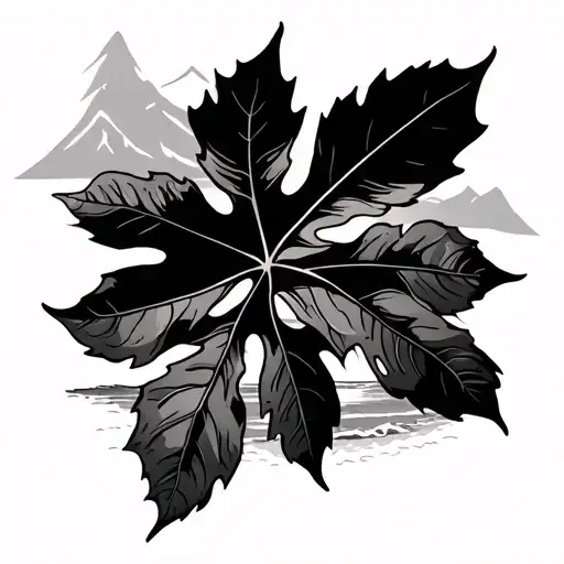 Aspen Leave With Mountain And Beach Theme Inside Tattoo idea