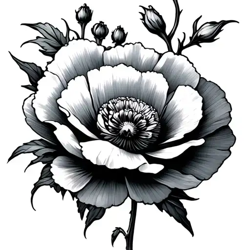 Poppy And Carnation Flower Intertwined