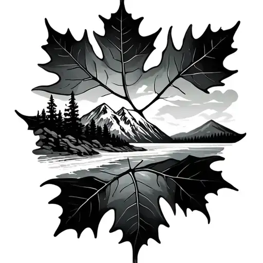 Aspen Leave With Mountain And Beach Theme Inside Tattoo idea