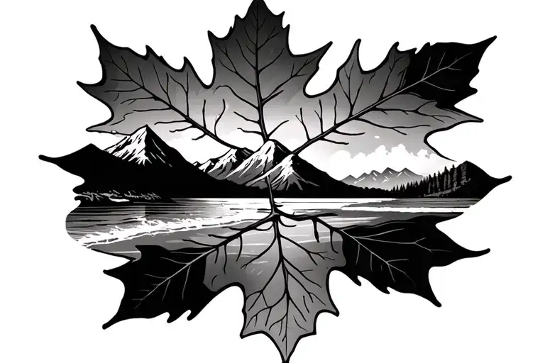 Aspen Leave With Mountain And Beach Theme Inside Tattoo idea