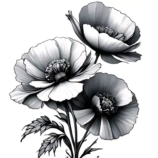 Poppy And Carnation Flower Heads