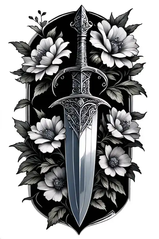 Dagger With Flowers Blooming