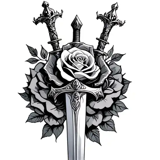 Rose Crown And Sword Surrounded