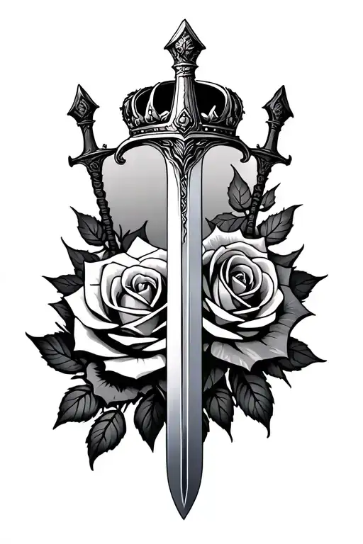 Rose Crown And Sword Intertwined