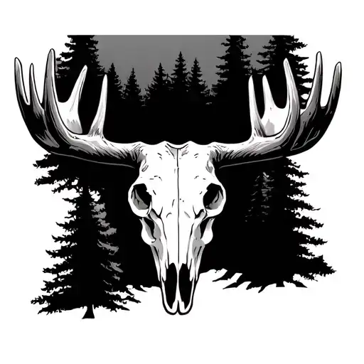 Moose Skull With Nature Background