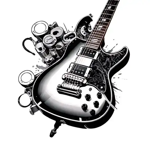 A Ibenez Gio Guitar With Pistons From An Engine Combines With The Guitar