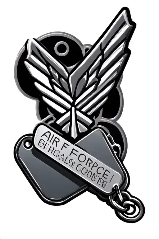 Air Force Logo And Dog Tags All Surrounded