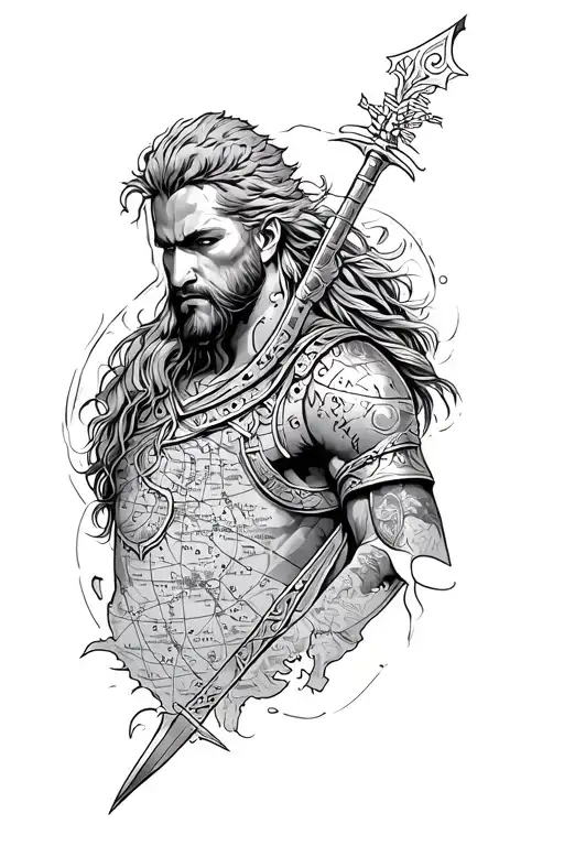 Warrior And Map Traditional Sleeve