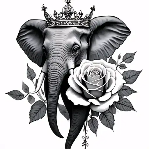 Elephant Roses And Crown