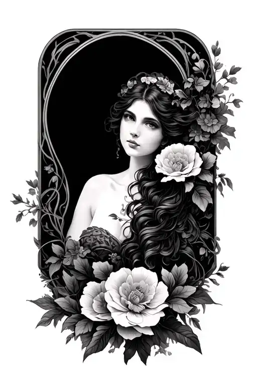 Mucha Art Nouveau Gentle Arch Floral Asymmetric