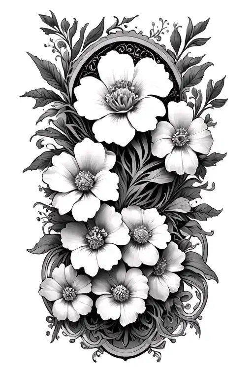 Mucha Art Nouveau Semicircle Asymmetric Just Flowers